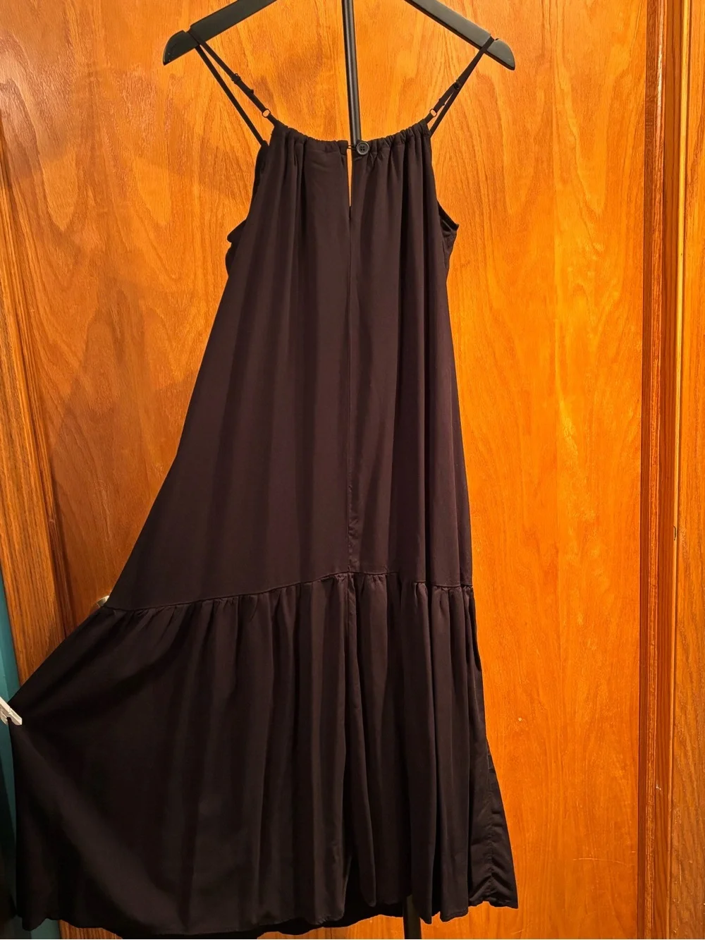 Apt. 9 Black Adjustable Spaghetti Strap Flounce Midi Dress S whimsygoth fairy
